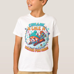 T-shirt Mode Fun Hiver Panda Rouge