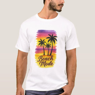 T-shirt Mode plage - Coucher de soleil tropical avec trois