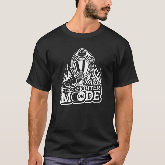 T-shirt Mode Pompier Sur Le Service D'Incendie Ligne Rouge (Devant)