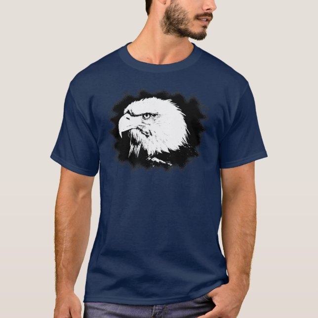 T-shirt Modèle bleu marine Elegant Eagle Head (Devant)