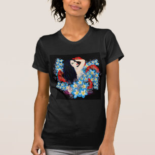 T-shirt Modèle de charme dans un lit de fleurs de pavot, A