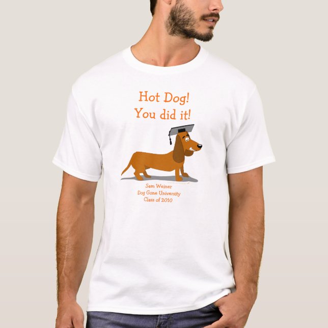 T-shirt Modèle de chemise d'obtention du diplôme de teckel (Devant)