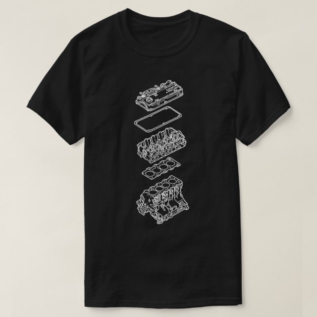 T-shirt Modèle de dessin du moteur (Design devant)