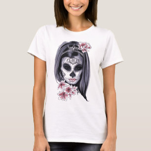 T-shirt Modèle de fille crâne