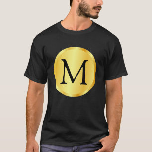 T-shirt Modèle de monogramme tendance noir élégant de styl