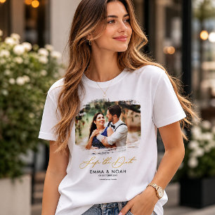 T-shirt Modèle de photo personnalisée pour mariage "Save t