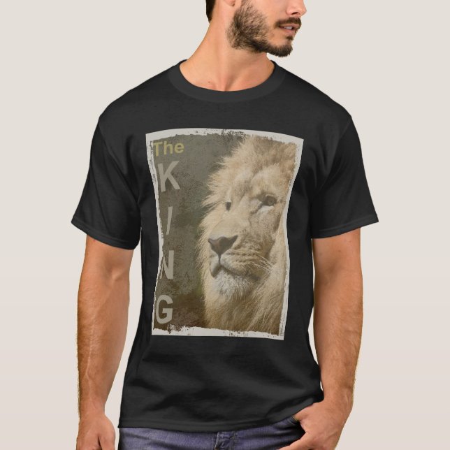 T-shirt Modèle de tête de Lion Elegant Black Pop Art (Devant)
