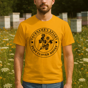 T-shirt Modèle d'étiquette de miel de trèfle de rucher d'a