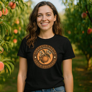 T-shirt Modèle d'étiquette vintage pour verger de pêchers