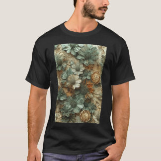 T-shirt Modèle floral vintage séché : Botanique texturé