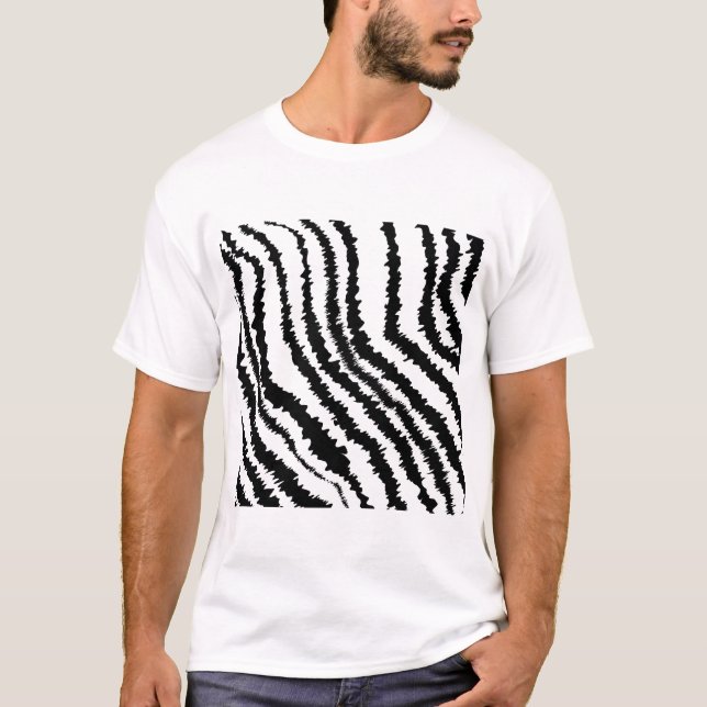 T-shirt Modèle noir d'impression de zèbre (Devant)