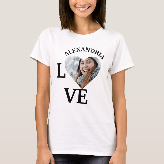 T-shirt Modèle photo de coeur personnalisé moderne (Devant)