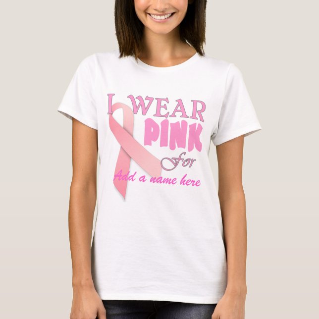 T-shirt Modèle T de ruban de rose de conscience de cancer (Devant)