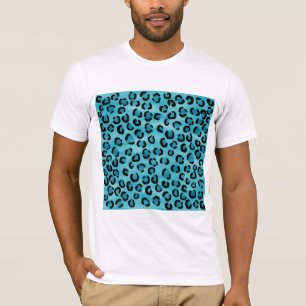 T-shirt Modèle turquoise d'empreinte de léopard