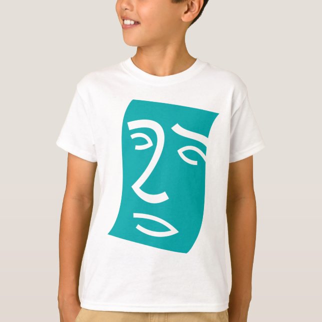 T-shirt Modern Abstract Face Line Art Teal (Devant)