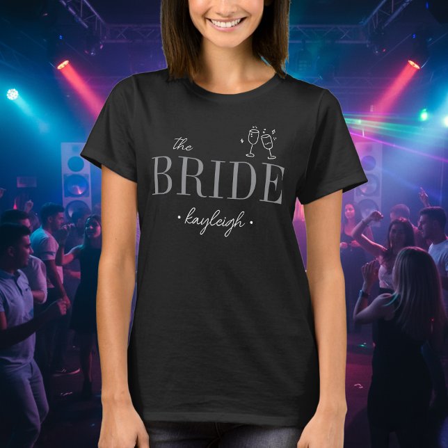 T-shirt Modern Minimalist Bride Script Bachelorette (Créateur téléchargé)