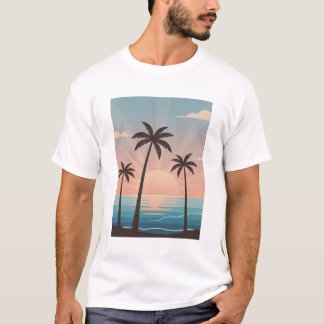 T-shirt Modern Palm Tree Sunset Aesthetic Lifestyle 