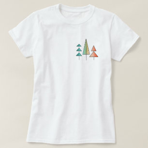 T-shirt moderne arc-en-ciel arbres roses sarcelle simple m