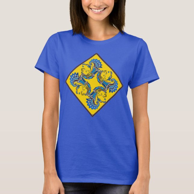 T-shirt moderne avec design bleu clair soleil (Devant)