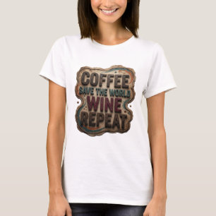 T-shirt Moderne BLEU CAFE SAUVE LE MONDE VIN REPETE