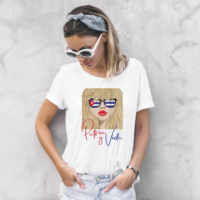 T-shirt moderne Blonde Woman Patria y Vida (Créateur téléchargé)