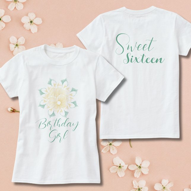 T-shirt Moderne Chic Boho Floral Sweet 16 Anniversaire (Créateur téléchargé)