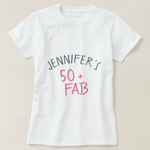 T-shirt Moderne élégant rose chaud noir 50 Fabuleux annive