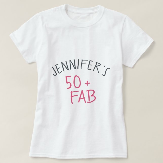 T-shirt Moderne élégant rose chaud noir 50 Fabuleux annive (Design devant)