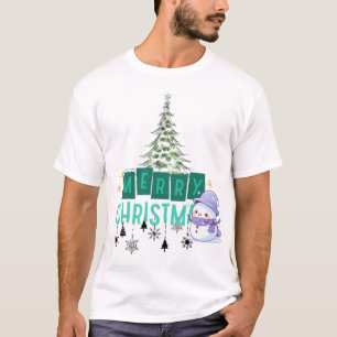 T-shirt Moderne esthétique mignon Snowman & Turquoise Joye