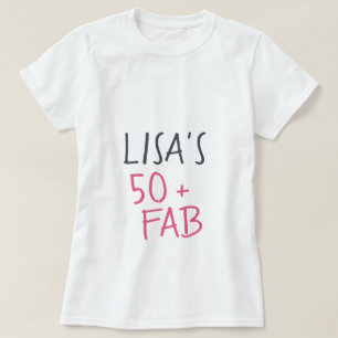 T-shirt Moderne et élégant Noir rose chaud 50 Fabulous Ann