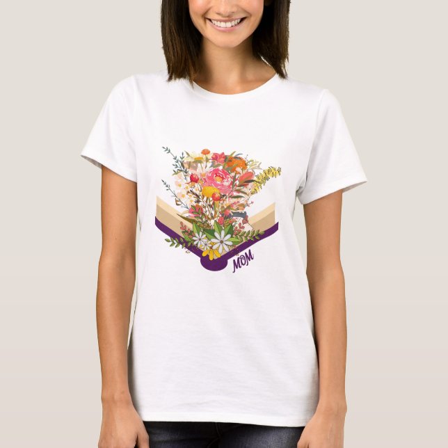 T-shirt Moderne Fleurs de maman nouvelles grandir à partir (Devant)