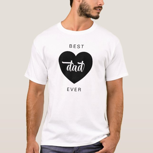 T-shirt Moderne Meilleur Père Jamais Coeur (Devant)