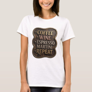 T-shirt Moderne Or CAFÉ VIN ESPRESSO MARTINI RÉPÉTER