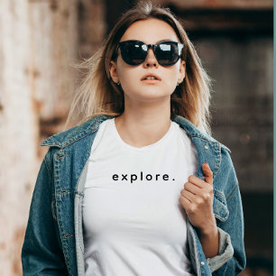 T-shirt Moderne Personnalisé Explorer le texte Noir