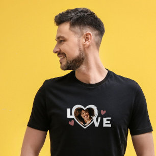 T-shirt Moderne Simple Coeur d'Amour Photo Personnalisé