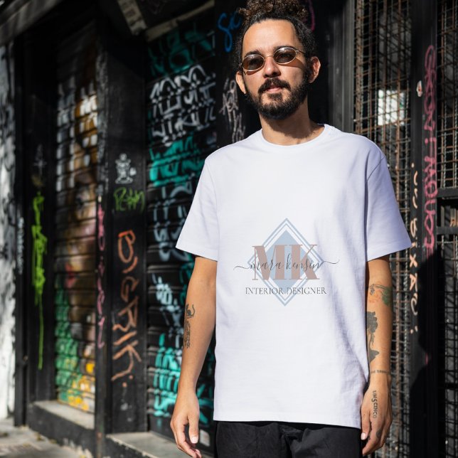 T-shirt Modert Mocha Mousse Monogram Dusty Blue (Créateur téléchargé)