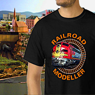 T-shirt Modifier le texte Modeleur ferroviaire Rouge Jaune