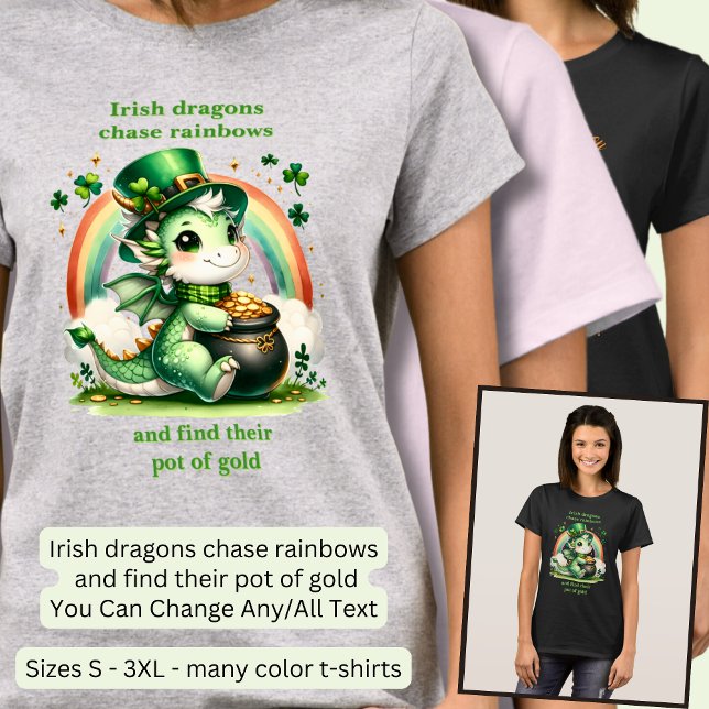 T-shirt Modifier le texte, St patrick Dragon Rainbow Pot G (Créateur téléchargé)