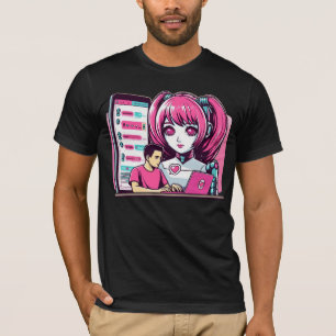 T-shirt Moe 萌え J'adore les chatbots Robots IA Conception f