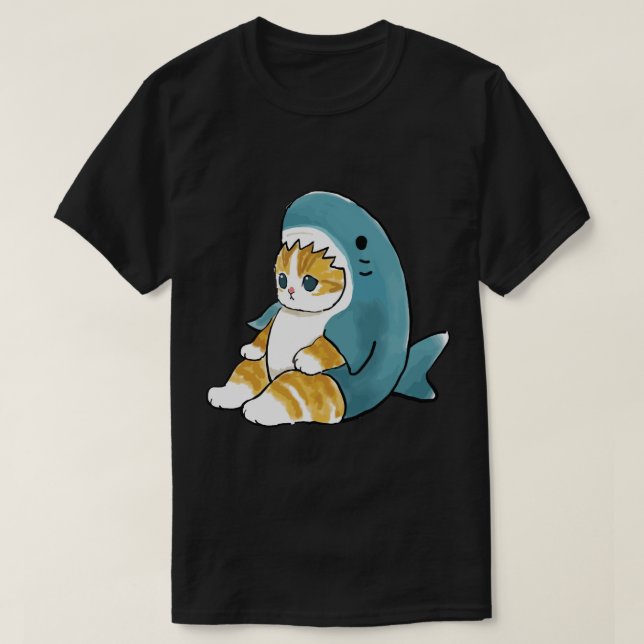 T-shirt Mofu Sand Cute Chat Dessin En Tenue Requin (Design devant)