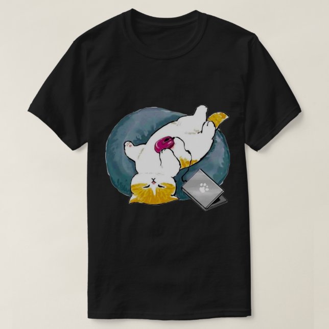 T-shirt mofusée et drôle de chat qui dort (Design devant)