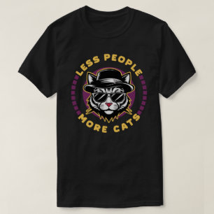 T-shirt Moins de gens plus de chats Introverti Sarcastique