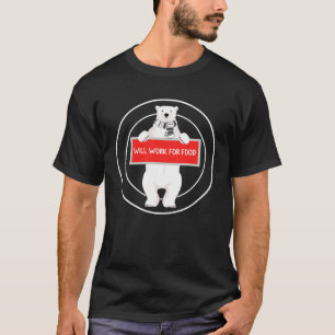 T-shirt Moins d'ours polaire blanc au chômage travaillera