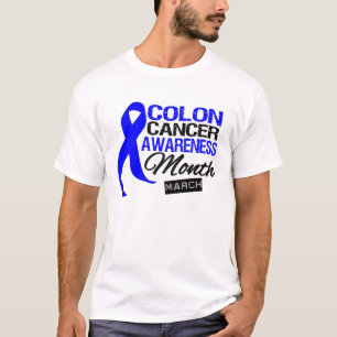 T-shirt Mois de conscience de cancer du colon de ruban