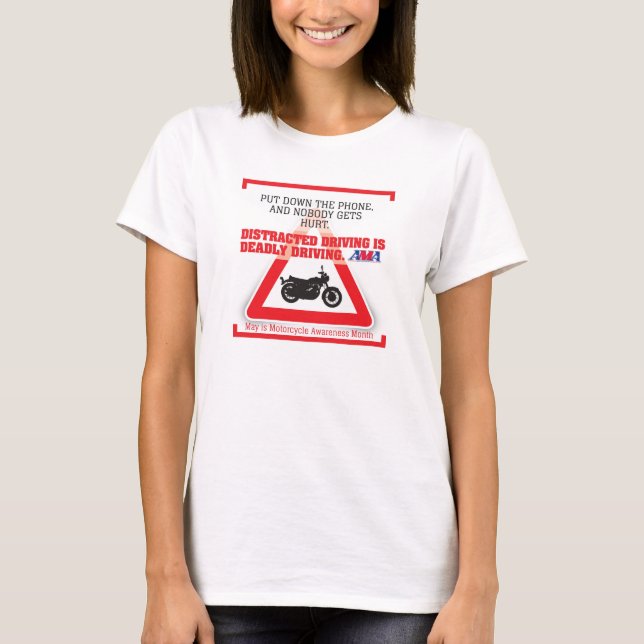 T-shirt Mois de conscience de moto : Déposez le téléphone (Devant)