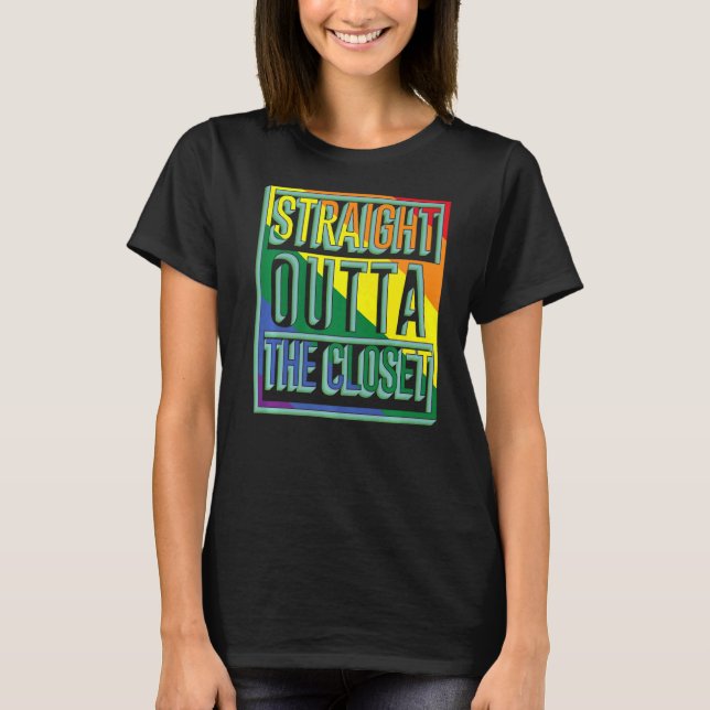 T-shirt Mois De Fierté Juste En Dehors Du Closet Lgbt (Devant)