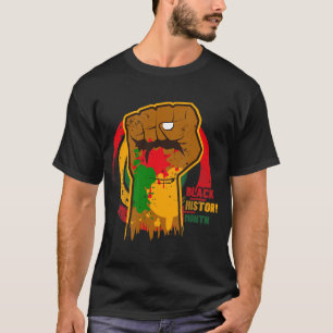 T-shirt Mois de l'histoire noire avec drapeau de la carte