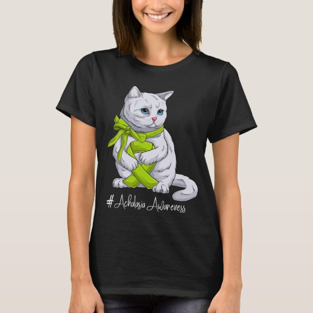 T-shirt Mois de sensibilisation à l'Achalasie Chat au ruba (Devant)