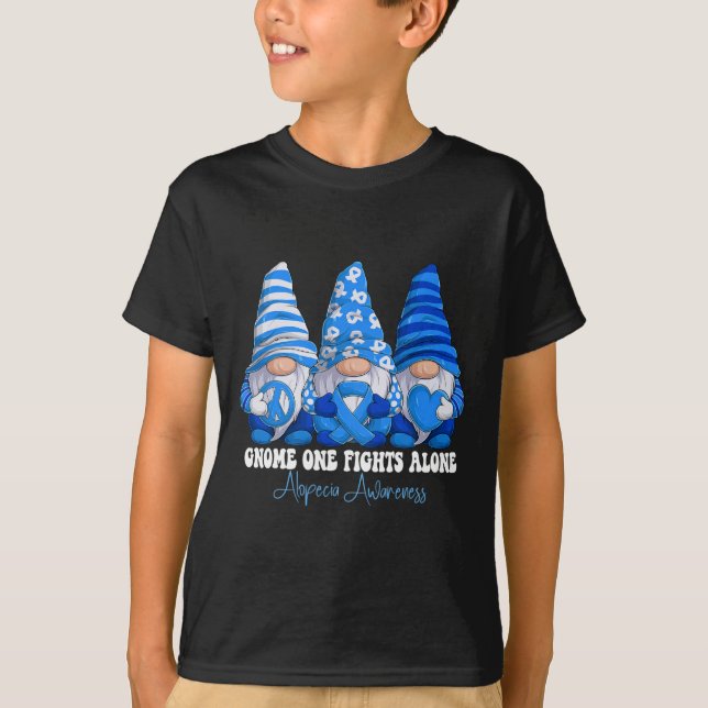T-shirt Mois de sensibilisation à l'Alopécie Bleu Ruban Gn (Devant)