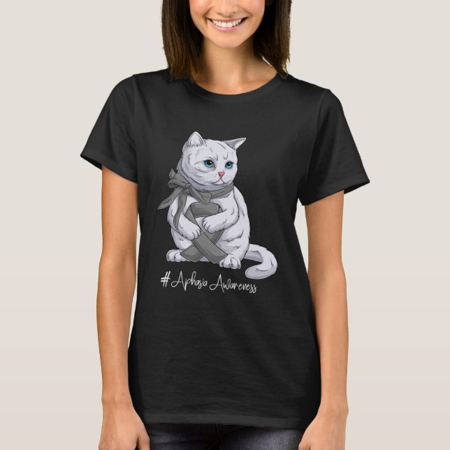 T-shirt Mois de sensibilisation à l'Aphasie Gray Ribbon Ch (Devant)